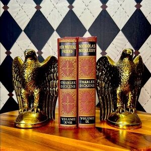 Vintage USA Solid Brass Bookends Soaring Eagle – Pair – 6+ lbs